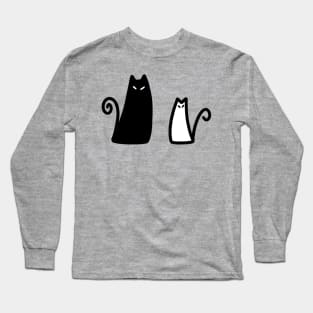 Stylized Black and White Cat Long Sleeve T-Shirt